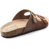 image:imageTrary Kids Sandals Boys Girls Double Buckle Slides Memory Foam Cork Footbed NonSlip Slides for Kids Non Slip Summer Beach Slippers for Toddler Little Big KidKhaki
