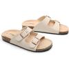 image:imageTrary Kids Sandals Boys Girls Double Buckle Slides Memory Foam Cork Footbed NonSlip Slides for Kids Non Slip Summer Beach Slippers for Toddler Little Big KidWhite