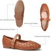 image:imageTrary Mary Jane Shoes Women Hollow Flats for Women Ballet Flats Shoes Round Toe Mary Jane Flats Ankle Strap Spring Summer Shoes Dressy ComfortableBrown