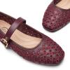 image:imageTrary Mary Jane Shoes Women Hollow Flats for Women Ballet Flats Shoes Round Toe Mary Jane Flats Ankle Strap Spring Summer Shoes Dressy ComfortableBurgundy
