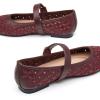 image:imageTrary Mary Jane Shoes Women Hollow Flats for Women Ballet Flats Shoes Round Toe Mary Jane Flats Ankle Strap Spring Summer Shoes Dressy ComfortableBurgundy