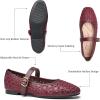 image:imageTrary Mary Jane Shoes Women Hollow Flats for Women Ballet Flats Shoes Round Toe Mary Jane Flats Ankle Strap Spring Summer Shoes Dressy ComfortableBurgundy