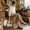 image:imageTrary Mary Jane Shoes Women Hollow Flats for Women Ballet Flats Shoes Round Toe Mary Jane Flats Ankle Strap Spring Summer Shoes Dressy ComfortableBurgundy
