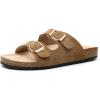image:imageTrary Kids Sandals Boys Girls Double Buckle Slides Memory Foam Cork Footbed NonSlip Slides for Kids Non Slip Summer Beach Slippers for Toddler Little Big KidBrown