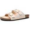 image:imageTrary Kids Sandals Boys Girls Double Buckle Slides Memory Foam Cork Footbed NonSlip Slides for Kids Non Slip Summer Beach Slippers for Toddler Little Big KidWhite