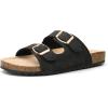 image:imageTrary Kids Sandals Boys Girls Double Buckle Slides Memory Foam Cork Footbed NonSlip Slides for Kids Non Slip Summer Beach Slippers for Toddler Little Big KidBlack