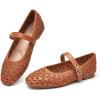 image:imageTrary Mary Jane Shoes Women Hollow Flats for Women Ballet Flats Shoes Round Toe Mary Jane Flats Ankle Strap Spring Summer Shoes Dressy ComfortableBrown