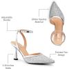 image:imageTrary Heels for Women Slingback Pointed Toe Stiletto Heels Ankle Strap Heeled Sandals Comfortable Womens Pumps 335 Heel Work Party Wedding Dress ShoesSilver