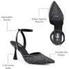 image:imageTrary Heels for Women Slingback Pointed Toe Stiletto Heels Ankle Strap Heeled Sandals Comfortable Womens Pumps 335 Heel Work Party Wedding Dress ShoesBlack