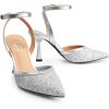 image:imageTrary Heels for Women Slingback Pointed Toe Stiletto Heels Ankle Strap Heeled Sandals Comfortable Womens Pumps 335 Heel Work Party Wedding Dress ShoesSilver