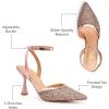 image:imageTrary Heels for Women Slingback Pointed Toe Stiletto Heels Ankle Strap Heeled Sandals Comfortable Womens Pumps 335 Heel Work Party Wedding Dress ShoesRose Gold