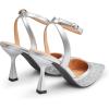 image:imageTrary Heels for Women Slingback Pointed Toe Stiletto Heels Ankle Strap Heeled Sandals Comfortable Womens Pumps 335 Heel Work Party Wedding Dress ShoesSilver