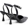 image:imageTrary Heels for Women Slingback Pointed Toe Stiletto Heels Ankle Strap Heeled Sandals Comfortable Womens Pumps 335 Heel Work Party Wedding Dress ShoesBlack