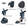 image:imageTrary Pink Purple Nude Red Black Heels for Women Lace Up Chunky Heels for Women Strappy Heels for Women Sandals High Platform Stripper Heels Comfortable Wide Width Tie Up Heels 3 Inch Open ToeNavy Blue