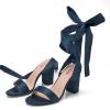 image:imageTrary Pink Purple Nude Red Black Heels for Women Lace Up Chunky Heels for Women Strappy Heels for Women Sandals High Platform Stripper Heels Comfortable Wide Width Tie Up Heels 3 Inch Open ToeNavy Blue