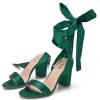 image:imageTrary Pink Purple Nude Red Black Heels for Women Lace Up Chunky Heels for Women Strappy Heels for Women Sandals High Platform Stripper Heels Comfortable Wide Width Tie Up Heels 3 Inch Open ToeGreen
