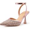 image:imageTrary Heels for Women Slingback Pointed Toe Stiletto Heels Ankle Strap Heeled Sandals Comfortable Womens Pumps 335 Heel Work Party Wedding Dress ShoesRose Gold