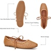 image:imageTrary Mary Jane Shoes Women Woven Flats for Women Dressy Ballet Flats Spring Summer Squared Toe Lace Up Mary Jane Flats ShoesBrown