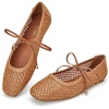 image:imageTrary Mary Jane Shoes Women Woven Flats for Women Dressy Ballet Flats Spring Summer Squared Toe Lace Up Mary Jane Flats ShoesBrown