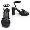 image:imageTrary Gold amp White Heels  Square Toe 3 inch Platform Strappy amp Block Heels for Wide Feet Ankle Strap Y2k Shoes for PromBlack Pu