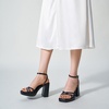 image:imageTrary Gold amp White Heels  Square Toe 3 inch Platform Strappy amp Block Heels for Wide Feet Ankle Strap Y2k Shoes for PromBlack Pu