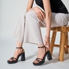 image:imageTrary Gold amp White Heels  Square Toe 3 inch Platform Strappy amp Block Heels for Wide Feet Ankle Strap Y2k Shoes for PromBlack Pu