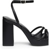 image:imageTrary Gold amp White Heels  Square Toe 3 inch Platform Strappy amp Block Heels for Wide Feet Ankle Strap Y2k Shoes for PromBlack Pu