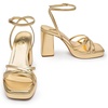 image:imageTrary Gold amp White Heels  Square Toe 3 inch Platform Strappy amp Block Heels for Wide Feet Ankle Strap Y2k Shoes for PromGold Pu