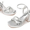 image:imageTrary Gold amp White Heels  Square Toe 3 inch Platform Strappy amp Block Heels for Wide Feet Ankle Strap Y2k Shoes for PromSilver Pu