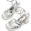 image:imageTrary Gold amp White Heels  Square Toe 3 inch Platform Strappy amp Block Heels for Wide Feet Ankle Strap Y2k Shoes for PromSilver Pu