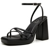 image:imageTrary Gold amp White Heels  Square Toe 3 inch Platform Strappy amp Block Heels for Wide Feet Ankle Strap Y2k Shoes for PromBlack Pu