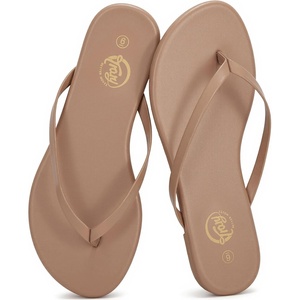 image:imageTrary Flip Flops for WomenComfortable Flat Sandals with Arch SupportMemory Foam Flat Thong SandalsDressy Summer Slides for Beach VacationBrown