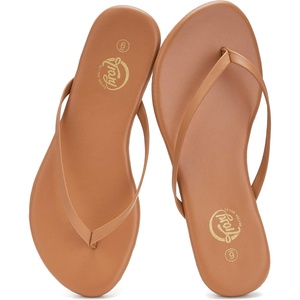 image:imageTrary Flip Flops for WomenComfortable Flat Sandals with Arch SupportMemory Foam Flat Thong SandalsDressy Summer Slides for Beach VacationCaramel Brown