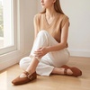 image:imageTrary Knit Flats for Women Square Toe Ballet Flats with Buckle Straps Mary Jane Shoes Women Comfortable Casual Dress Shoes for Work Daily WearKnitbrown