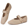 image:imageTrary Knit Flats for Women Square Toe Ballet Flats with Buckle Straps Mary Jane Shoes Women Comfortable Casual Dress Shoes for Work Daily WearNude