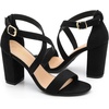 image:imageTrary Womens Block Chunky Heel Sandals for Women Open Toe Adjustable Cross Ankle Strap Dress Shoes Walking Wedding Evening Bridal HeelsBlack