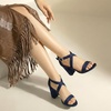 image:imageTrary Womens Block Chunky Heel Sandals for Women Open Toe Adjustable Cross Ankle Strap Dress Shoes Walking Wedding Evening Bridal HeelsBlue