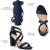 image:imageTrary Womens Block Chunky Heel Sandals for Women Open Toe Adjustable Cross Ankle Strap Dress Shoes Walking Wedding Evening Bridal HeelsBlue