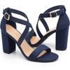 image:imageTrary Womens Block Chunky Heel Sandals for Women Open Toe Adjustable Cross Ankle Strap Dress Shoes Walking Wedding Evening Bridal HeelsBlue