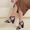 image:imageTrary Womens Block Chunky Heel Sandals for Women Open Toe Adjustable Cross Ankle Strap Dress Shoes Walking Wedding Evening Bridal HeelsBlue