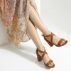 image:imageTrary Womens Block Chunky Heel Sandals for Women Open Toe Adjustable Cross Ankle Strap Dress Shoes Walking Wedding Evening Bridal HeelsBrown