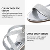image:imageTrary Womens Block Chunky Heel Sandals for Women Open Toe Adjustable Cross Ankle Strap Dress Shoes Walking Wedding Evening Bridal HeelsGlitter Silver