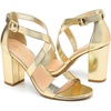 image:imageTrary Womens Block Chunky Heel Sandals for Women Open Toe Adjustable Cross Ankle Strap Dress Shoes Walking Wedding Evening Bridal HeelsGold