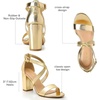 image:imageTrary Womens Block Chunky Heel Sandals for Women Open Toe Adjustable Cross Ankle Strap Dress Shoes Walking Wedding Evening Bridal HeelsGold
