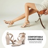 image:imageTrary Womens Block Chunky Heel Sandals for Women Open Toe Adjustable Cross Ankle Strap Dress Shoes Walking Wedding Evening Bridal HeelsNude Suede