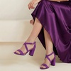 image:imageTrary Womens Block Chunky Heel Sandals for Women Open Toe Adjustable Cross Ankle Strap Dress Shoes Walking Wedding Evening Bridal HeelsPurple