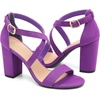 image:imageTrary Womens Block Chunky Heel Sandals for Women Open Toe Adjustable Cross Ankle Strap Dress Shoes Walking Wedding Evening Bridal HeelsPurple
