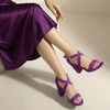 image:imageTrary Womens Block Chunky Heel Sandals for Women Open Toe Adjustable Cross Ankle Strap Dress Shoes Walking Wedding Evening Bridal HeelsPurple