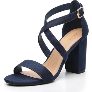 image:imageTrary Womens Block Chunky Heel Sandals for Women Open Toe Adjustable Cross Ankle Strap Dress Shoes Walking Wedding Evening Bridal HeelsBlue