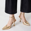 image:imageTrary Heels for Women Slingback Pointed Toe Stiletto Heels Ankle Strap Heeled Sandals Comfortable Womens Pumps 335 Heel Work Party Wedding Dress ShoesGold Pu